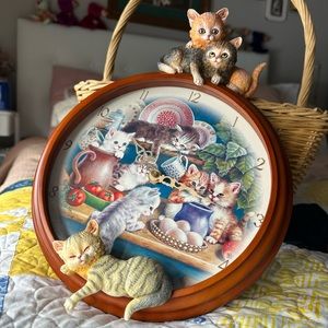 Vintage Bradford Exchange Kitten Clock